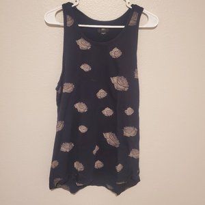 Obey Tank Top - Rose Print - Black - Medium - Rare